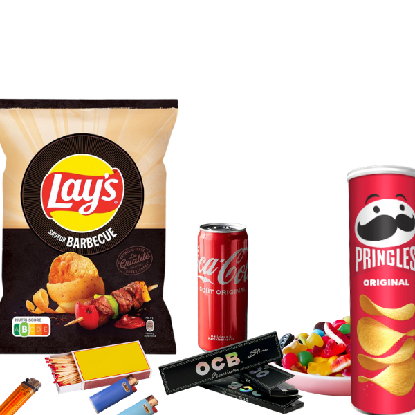 Snacks, Coca, Bonbons, Briquets